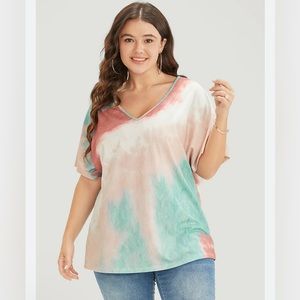 Women's Tie-Dye V-Neck Top